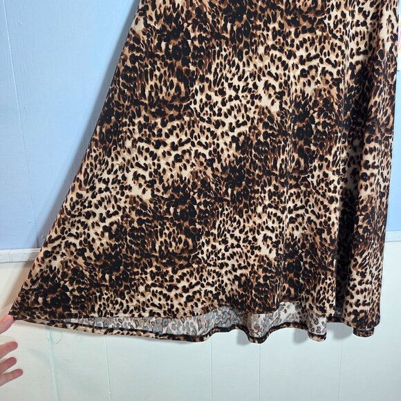 Lularoe Azure Large Brown Tan Animal Print Pull On Flowy Lightweight Midi Skirt - Picture 4 of 7
